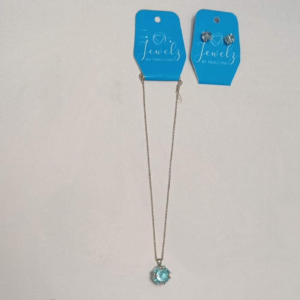 Silver Necklace with Blue Pendant
